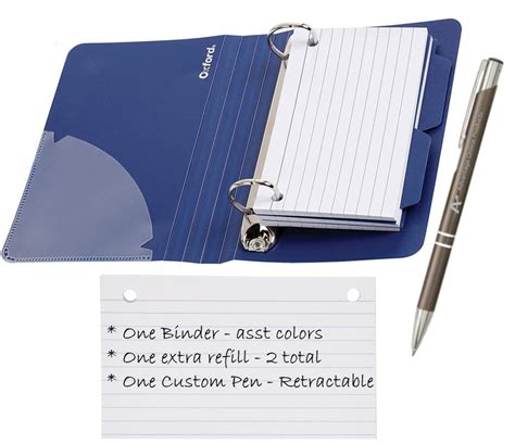 index card binder with dividers.